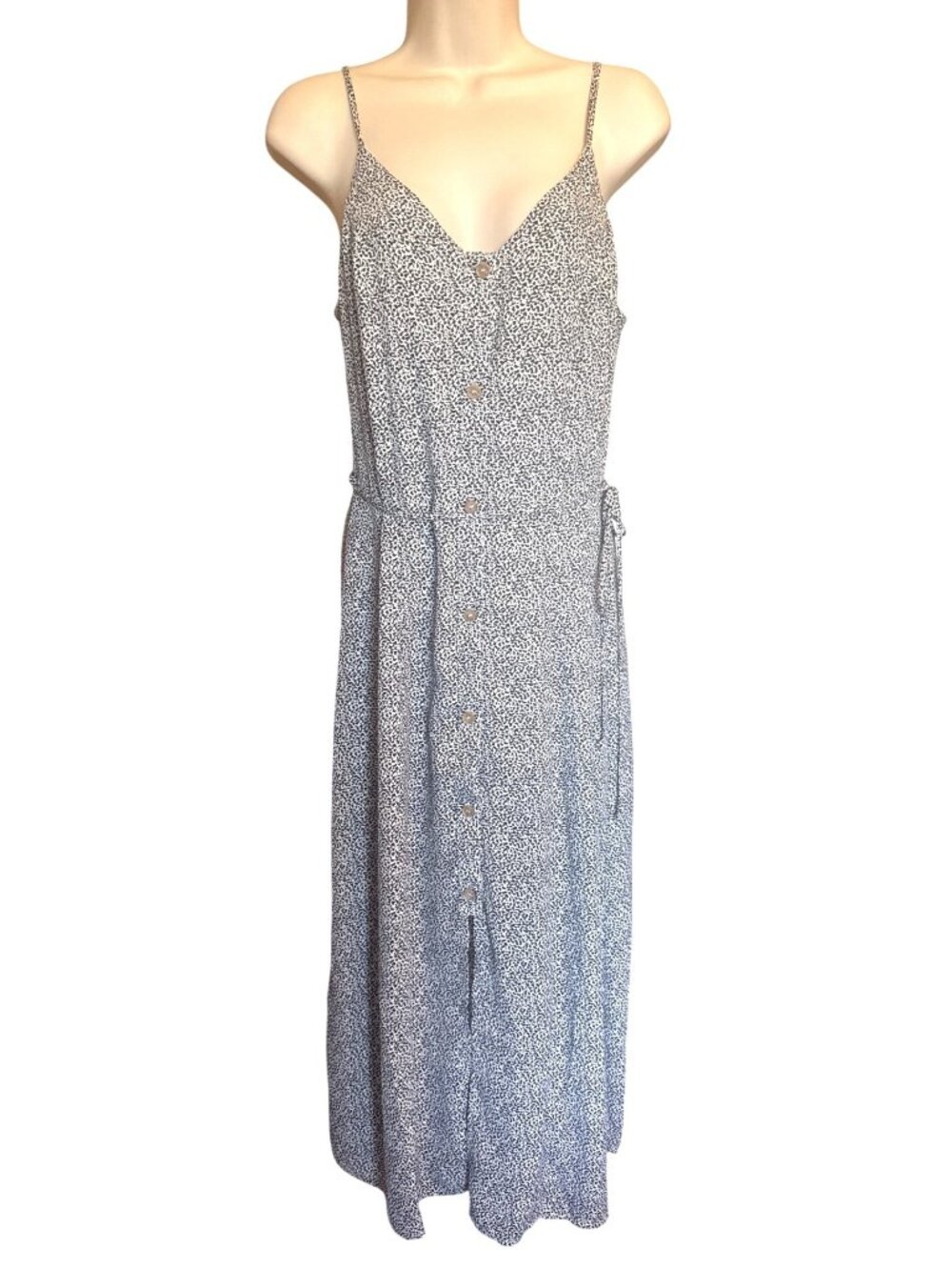 Sienna Sky Animal Print Button Front Midi Dress Medium European Summer Coastal